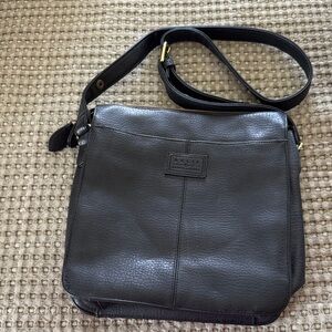 Relic Black Leather Crossbody Bag with Adjustable Strap